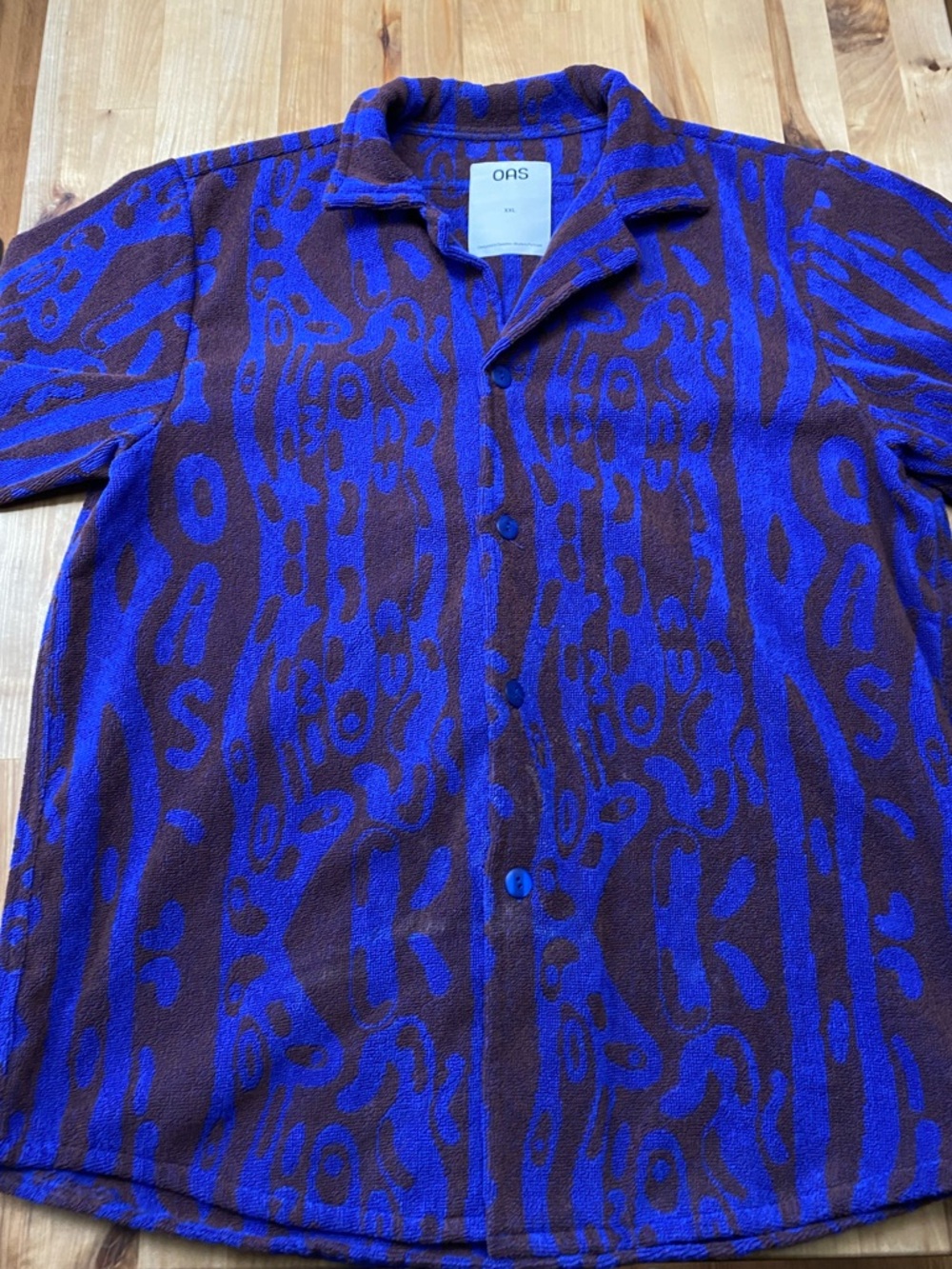 OAS Electric Blue and Chocolate Brown Patterned Shirt Jacket